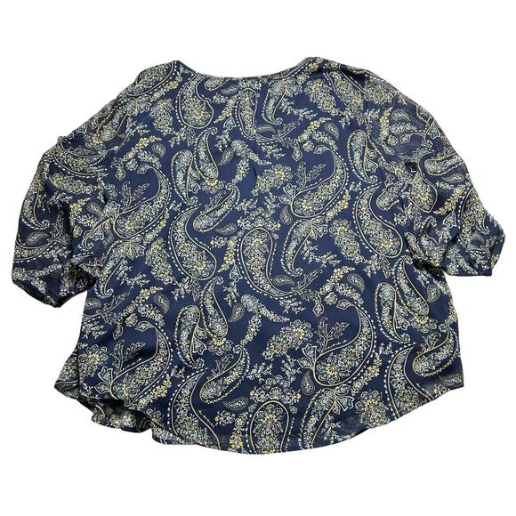 St. John's Bay Women's Blouse Navy Blue Paisley Print Size 3x New - Picture 2 of 8